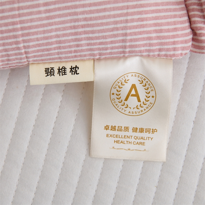 91家纺网 家纺一手货源 找家纺 织布人 2025新款荞麦枕A类纯棉条纹无印风组合牵引颈椎枕头枕芯荞麦护颈枕芯 粉色 三角35x16cm 方枕35x20cm组合枕/只