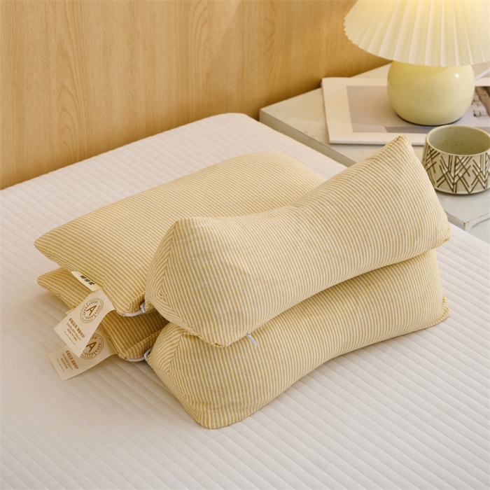 91家纺网 家纺一手货源 找家纺 织布人 2025新款荞麦枕A类纯棉条纹无印风组合牵引颈椎枕头枕芯荞麦护颈枕芯 咖色 三角35x16cm 方枕35x20cm组合枕/只