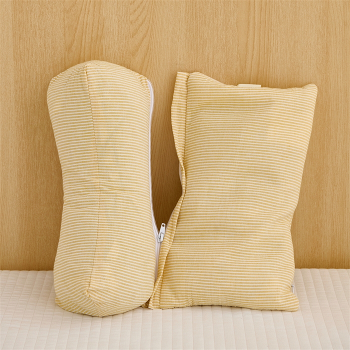 91家纺网 家纺一手货源 找家纺 织布人 2025新款荞麦枕A类纯棉条纹无印风组合牵引颈椎枕头枕芯荞麦护颈枕芯 咖色 三角35x16cm 方枕35x20cm组合枕/只