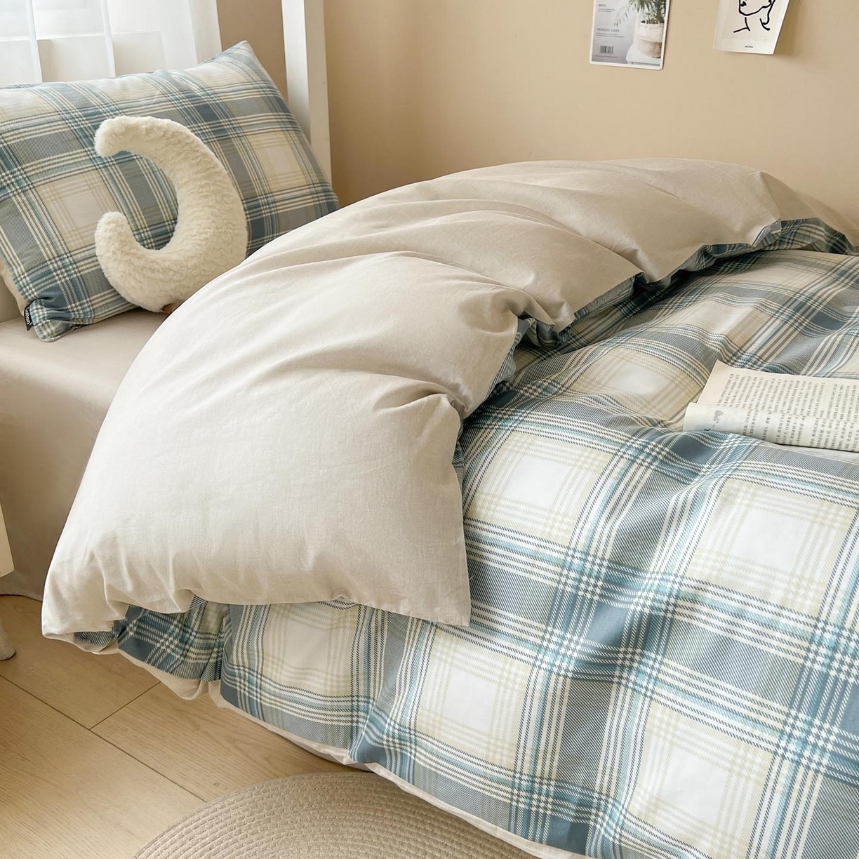 涵宸2025新款全棉宿舍学生款三件套四件套 英伦格