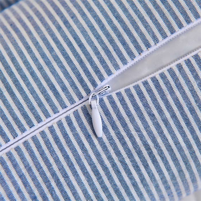 91家纺网 家纺一手货源 找家纺 织布人 2025新款荞麦枕A类纯棉条纹无印风组合牵引颈椎枕头枕芯荞麦护颈枕芯 蓝 三角35x16cm 方枕35x20cm组合枕/只