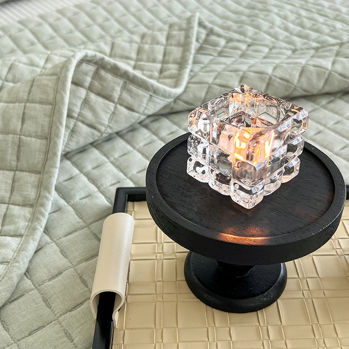 91家纺网 家纺一手货源 找家纺 沐纯家居  2025新款色织棉麻床盖 青梅绿