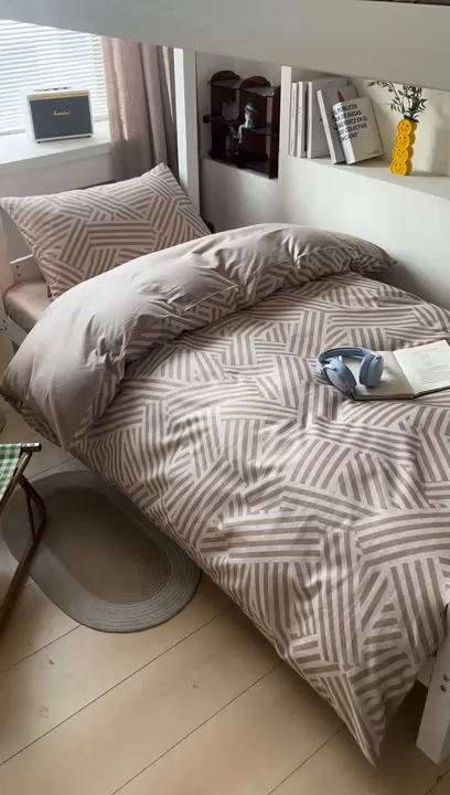 91家纺网 家纺一手货源 找家纺 涵宸2025新款全棉宿舍学生款三件套四件套 艺术图