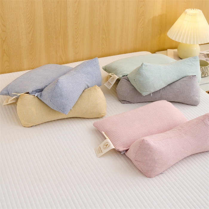 91家纺网 家纺一手货源 找家纺 织布人 2025新款荞麦枕A类纯棉条纹无印风组合牵引颈椎枕头枕芯荞麦护颈枕芯 组合图仅供参考 三角35x16cm 方枕35x20cm组合枕/只