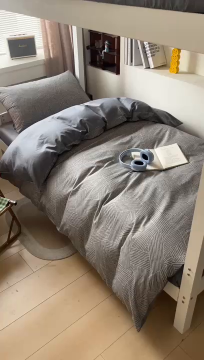 91家纺网 家纺一手货源 找家纺 涵宸2025新款全棉宿舍学生款三件套四件套 山林