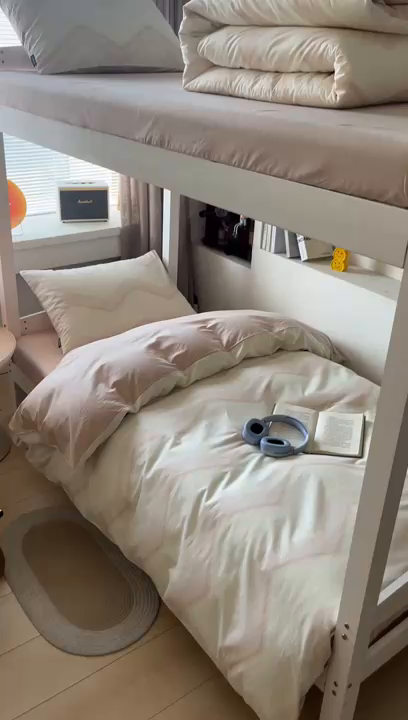 91家纺网 家纺一手货源 找家纺 涵宸2025新款全棉宿舍学生款三件套四件套 摩卡