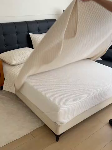 91家纺网 家纺一手货源 找家纺 沐纯家居  2025新款色织棉麻床盖 麻本色