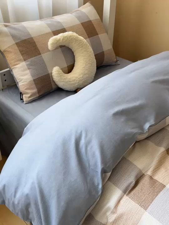 91家纺网 家纺一手货源 找家纺 涵宸2025新款全棉宿舍学生款三件套四件套 格律-兰