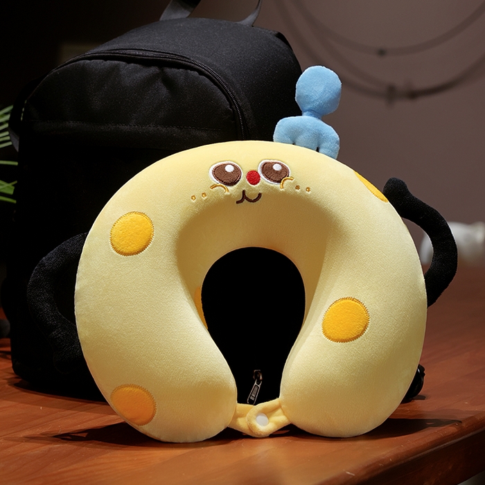 91家纺网 家纺一手货源 找家纺 仟亿莱 2025春夏新款美食系列记忆棉U枕套盒 套盒U枕芝士 35X38cmU枕/只