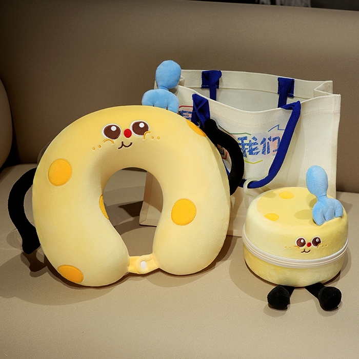 91家纺网 家纺一手货源 找家纺 仟亿莱 2025春夏新款美食系列记忆棉U枕套盒 套盒U枕芝士 17X20cm盒子/个