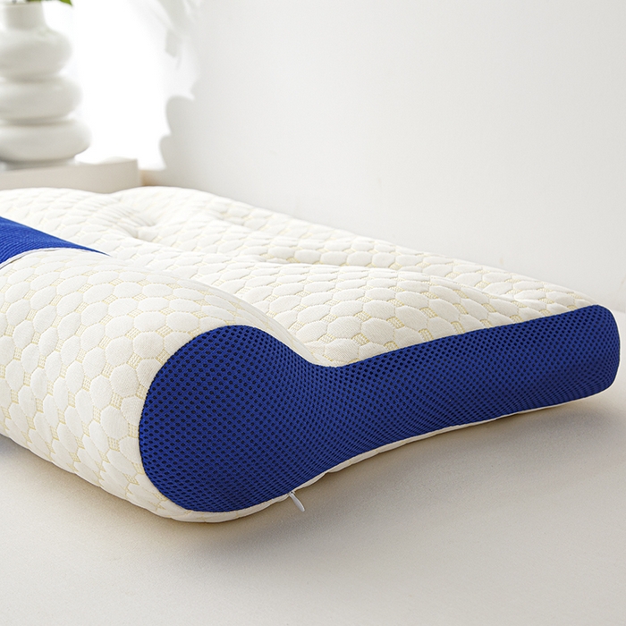 91家纺网 家纺一手货源 找家纺 织布人 2025新款枕芯针织圆柱按摩SPA颈椎养护牵引枕头枕芯家用防落枕枕芯 蓝色 40x65cm 低枕/只