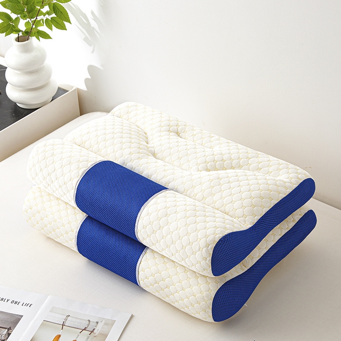 91家纺网 家纺一手货源 找家纺 织布人 2025新款枕芯针织圆柱按摩SPA颈椎养护牵引枕头枕芯家用防落枕枕芯 蓝色 40x65cm 低枕/只