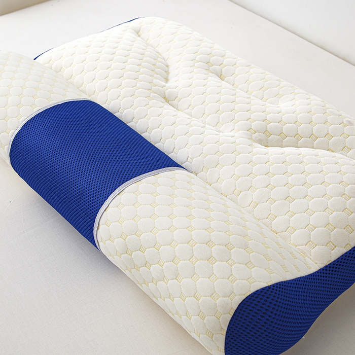 91家纺网 家纺一手货源 找家纺 织布人 2025新款枕芯针织圆柱按摩SPA颈椎养护牵引枕头枕芯家用防落枕枕芯 蓝色 40x65cm 低枕/只