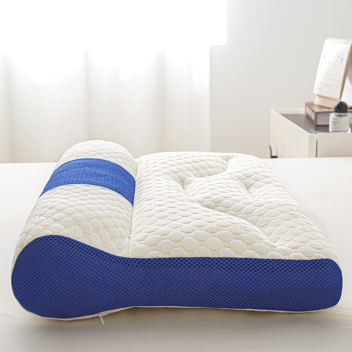 91家纺网 家纺一手货源 找家纺 织布人 2025新款枕芯针织圆柱按摩SPA颈椎养护牵引枕头枕芯家用防落枕枕芯 蓝色 40x65cm 低枕/只