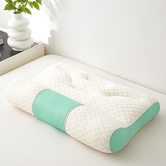 91家纺网 家纺一手货源 找家纺 织布人 2025新款枕芯针织圆柱按摩SPA颈椎养护牵引枕头枕芯家用防落枕枕芯 绿色 40x65cm 低枕/只