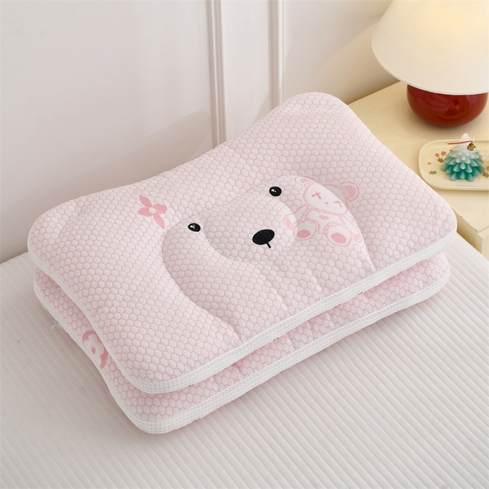 91家纺网 家纺一手货源 找家纺 织布人 2025新款枕芯双面可用儿童枕学生枕头枕芯A版凉豆豆B版全棉卡通枕芯 冰冰熊-粉小兔 30x50cm 儿童枕/只