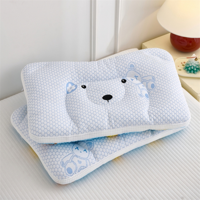 91家纺网 家纺一手货源 找家纺 织布人 2025新款枕芯双面可用儿童枕学生枕头枕芯A版凉豆豆B版全棉卡通枕芯 冰冰熊-蓝恐龙 30x50cm 儿童枕/只