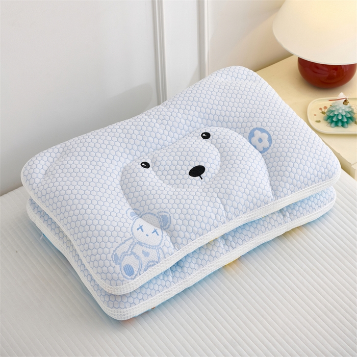 91家纺网 家纺一手货源 找家纺 织布人 2025新款枕芯双面可用儿童枕学生枕头枕芯A版凉豆豆B版全棉卡通枕芯 冰冰熊-蓝恐龙 30x50cm 儿童枕/只