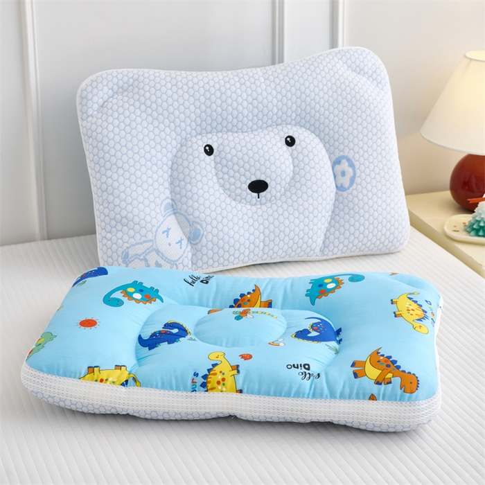 91家纺网 家纺一手货源 找家纺 织布人 2025新款枕芯双面可用儿童枕学生枕头枕芯A版凉豆豆B版全棉卡通枕芯 冰冰熊-蓝恐龙 30x50cm 儿童枕/只