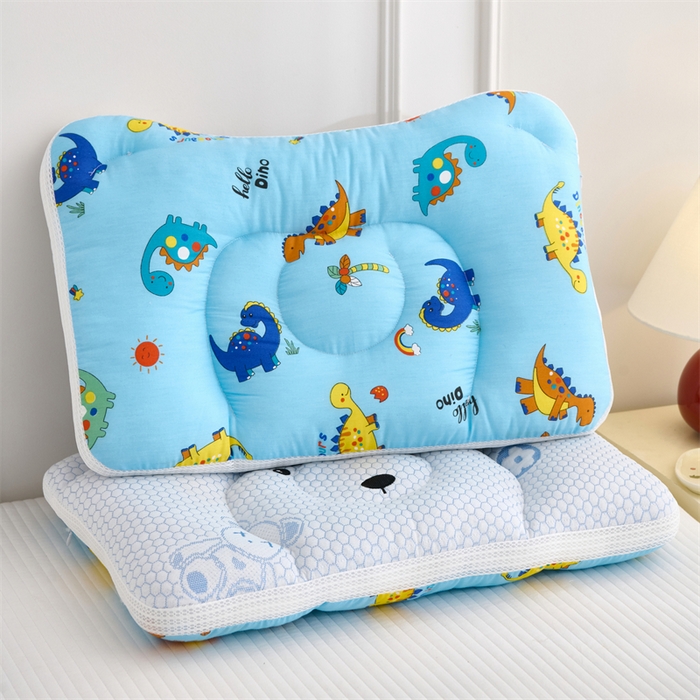 91家纺网 家纺一手货源 找家纺 织布人 2025新款枕芯双面可用儿童枕学生枕头枕芯A版凉豆豆B版全棉卡通枕芯 冰冰熊-蓝恐龙 30x50cm 儿童枕/只
