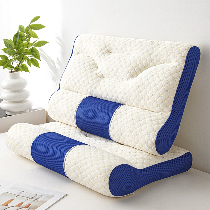 91家纺网 家纺一手货源 找家纺 织布人 2025新款枕芯针织圆柱按摩SPA颈椎养护牵引枕头枕芯家用防落枕枕芯 蓝色 40x65cm 中枕/只