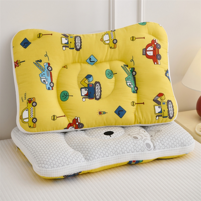 91家纺网 家纺一手货源 找家纺 织布人 2025新款枕芯双面可用儿童枕学生枕头枕芯A版凉豆豆B版全棉卡通枕芯 冰冰熊-小汽车 30x50cm 儿童枕/只