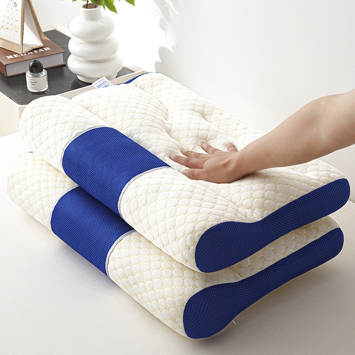 91家纺网 家纺一手货源 找家纺 织布人 2025新款枕芯针织圆柱按摩SPA颈椎养护牵引枕头枕芯家用防落枕枕芯 蓝色 40x65cm 中枕/只