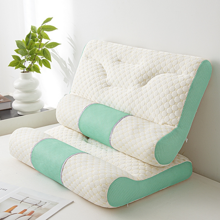 91家纺网 家纺一手货源 找家纺 织布人 2025新款枕芯针织圆柱按摩SPA颈椎养护牵引枕头枕芯家用防落枕枕芯 绿色 40x65cm 中枕/只