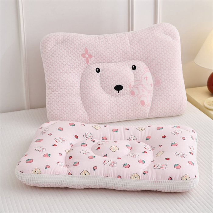 91家纺网 家纺一手货源 找家纺 织布人 2025新款枕芯双面可用儿童枕学生枕头枕芯A版凉豆豆B版全棉卡通枕芯 冰冰熊-粉小兔 40x60cm 学生枕/只