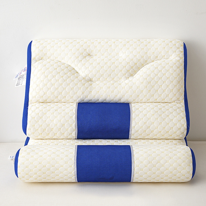 91家纺网 家纺一手货源 找家纺 织布人 2025新款枕芯针织圆柱按摩SPA颈椎养护牵引枕头枕芯家用防落枕枕芯 蓝色 40x65cm 高枕/只