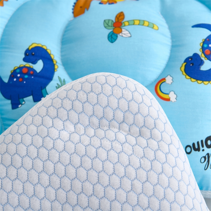 91家纺网 家纺一手货源 找家纺 织布人 2025新款枕芯双面可用儿童枕学生枕头枕芯A版凉豆豆B版全棉卡通枕芯 冰冰熊-蓝恐龙 40x60cm 学生枕/只