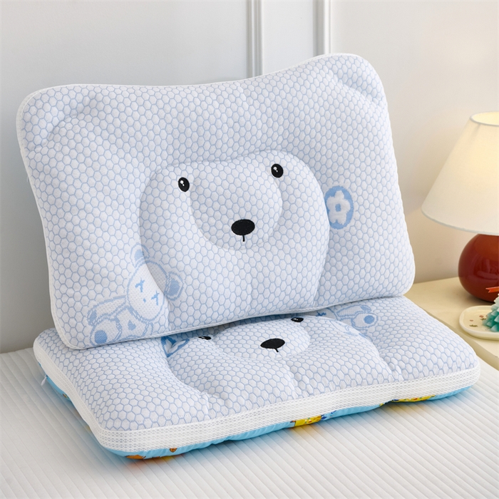 91家纺网 家纺一手货源 找家纺 织布人 2025新款枕芯双面可用儿童枕学生枕头枕芯A版凉豆豆B版全棉卡通枕芯 冰冰熊-蓝恐龙 40x60cm 学生枕/只