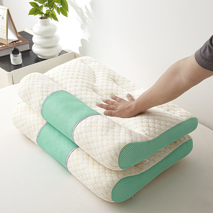 91家纺网 家纺一手货源 找家纺 织布人 2025新款枕芯针织圆柱按摩SPA颈椎养护牵引枕头枕芯家用防落枕枕芯 绿色 40x65cm 高枕/只