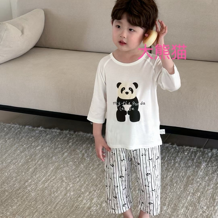 妍景家居生活馆 2025春夏新款儿童优可丝男童套装 大熊猫