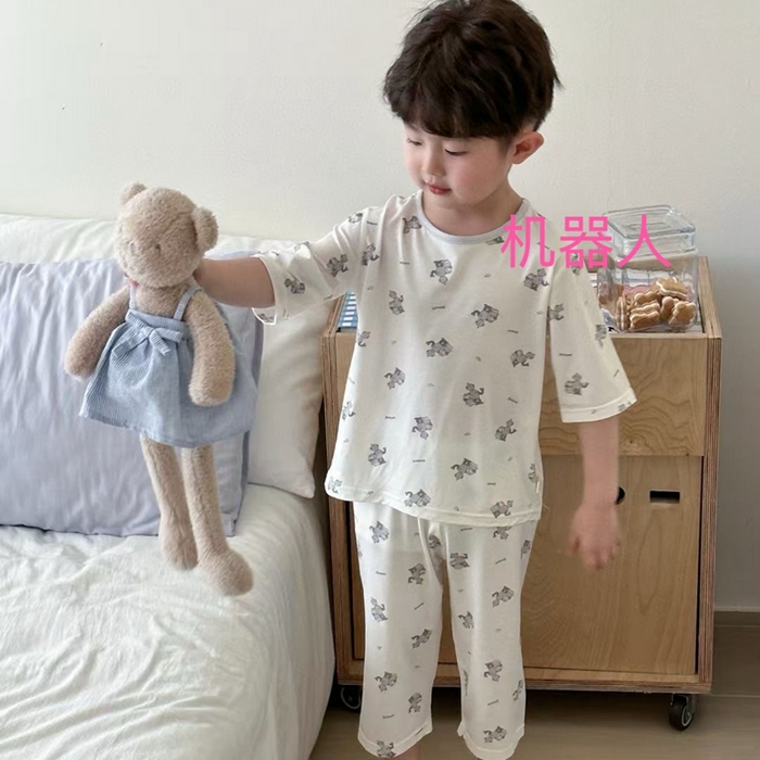 妍景家居生活馆 2025春夏新款儿童优可丝男童套装 机器人