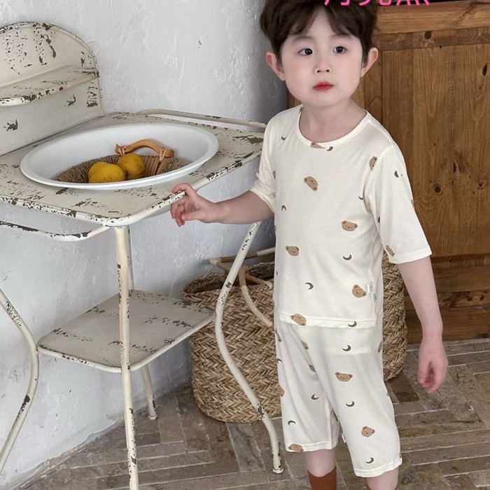 妍景家居生活馆 2025春夏新款儿童优可丝男童套装 月亮熊