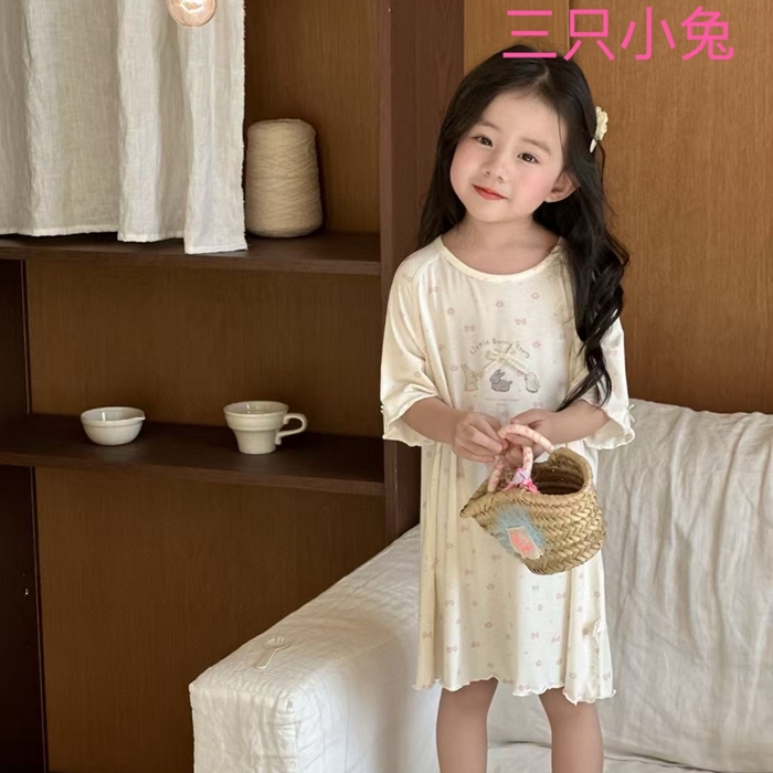 91家纺网 家纺一手货源 找家纺 （总）妍景家居生活馆 2025春夏新款儿童优可丝女童睡裙