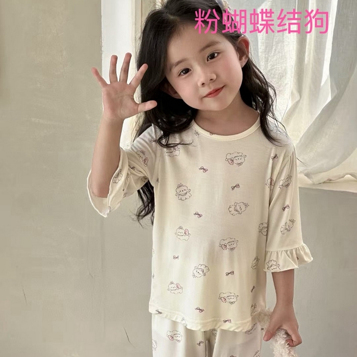 91家纺网 家纺一手货源 找家纺 （总）妍景家居生活馆 2025春夏新款儿童优可丝女童套装