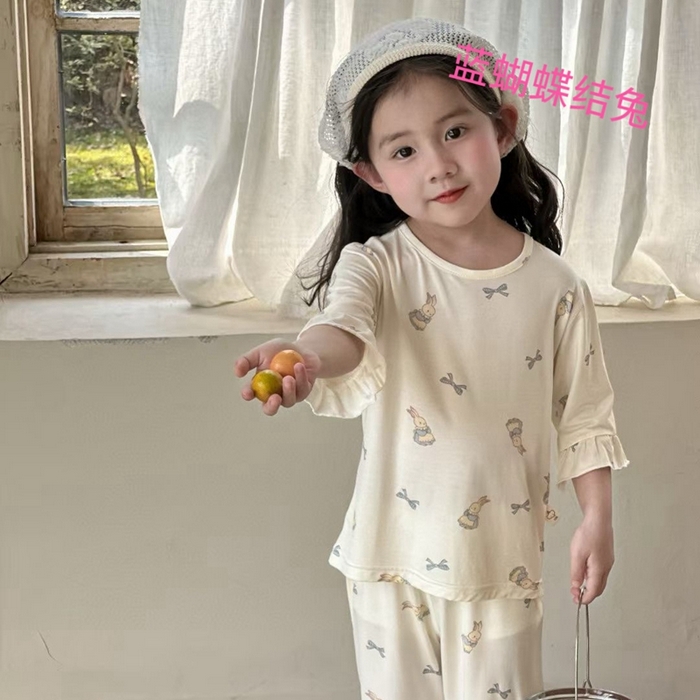 91家纺网 家纺一手货源 找家纺 （总）妍景家居生活馆 2025春夏新款儿童优可丝女童套装