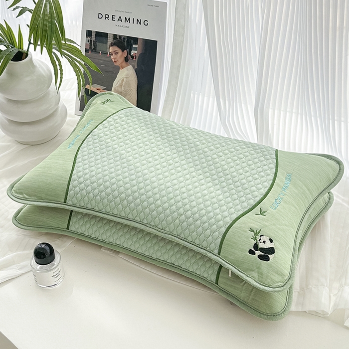 91家纺网 家纺一手货源 找家纺 织布人 2025新款荞麦枕夏凉枕冰豆豆凉感丝枕头茶香枕儿童学生宿舍枕头枕芯 冰豆豆凉感丝-熊猫竹茶香枕 33x53cm/只