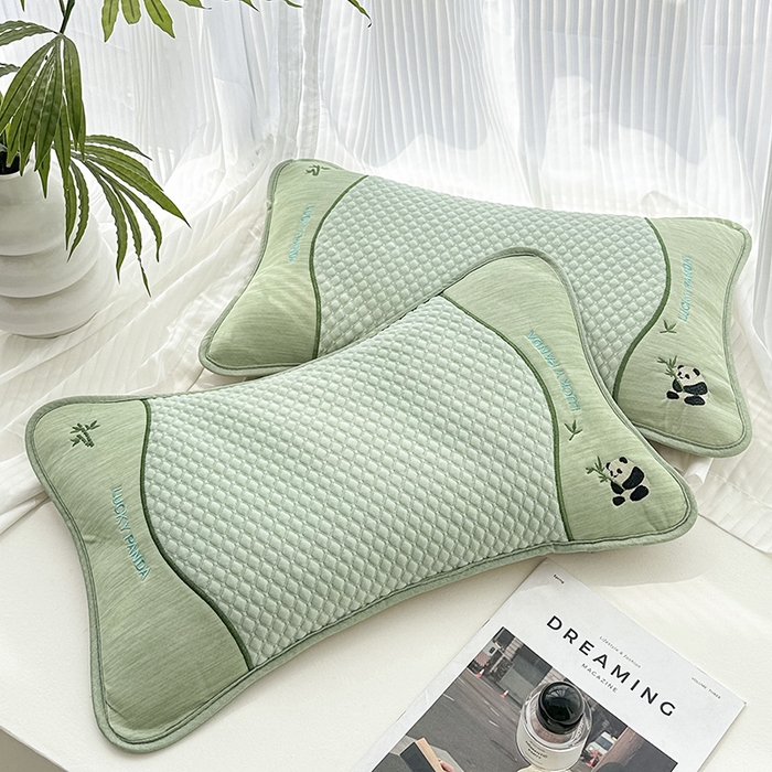 91家纺网 家纺一手货源 找家纺 织布人 2025新款荞麦枕夏凉枕冰豆豆凉感丝枕头茶香枕儿童学生宿舍枕头枕芯 冰豆豆凉感丝-熊猫竹荞麦枕 33x53cm/只