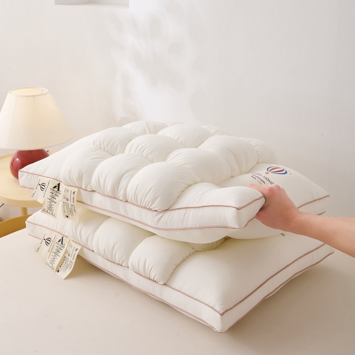 91家纺网 家纺一手货源 找家纺 卓昌2025新款热气球面包枕枕头枕芯 白色一对48*74cm