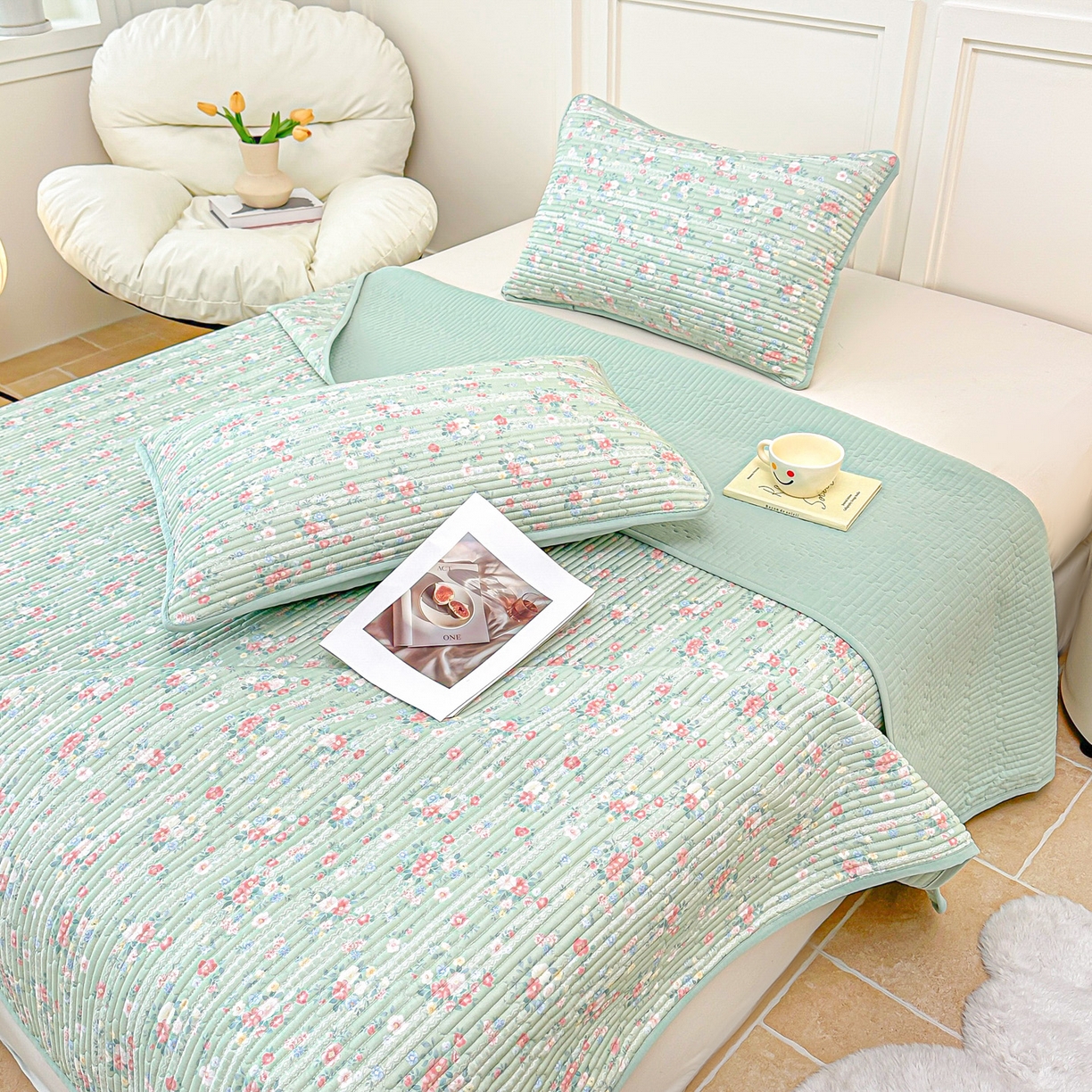 91家纺网 家纺一手货源 找家纺 橘夏家纺 2025新款莱赛尔天丝轻奢风多功能枕套单品枕套枕套单件 梦幻-绿