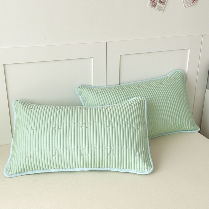 橘夏家纺 2025新款夏季凉感莱赛尔天丝轻奢风金典款多功能单枕套单品枕套枕套单件 星月-薄荷绿