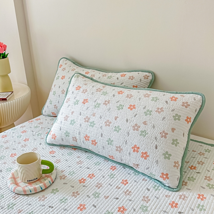 橘夏家纺 2025爆款棉感珍珠绸印花枕套单品枕套枕套单件 朵朵花林--仙踪绿