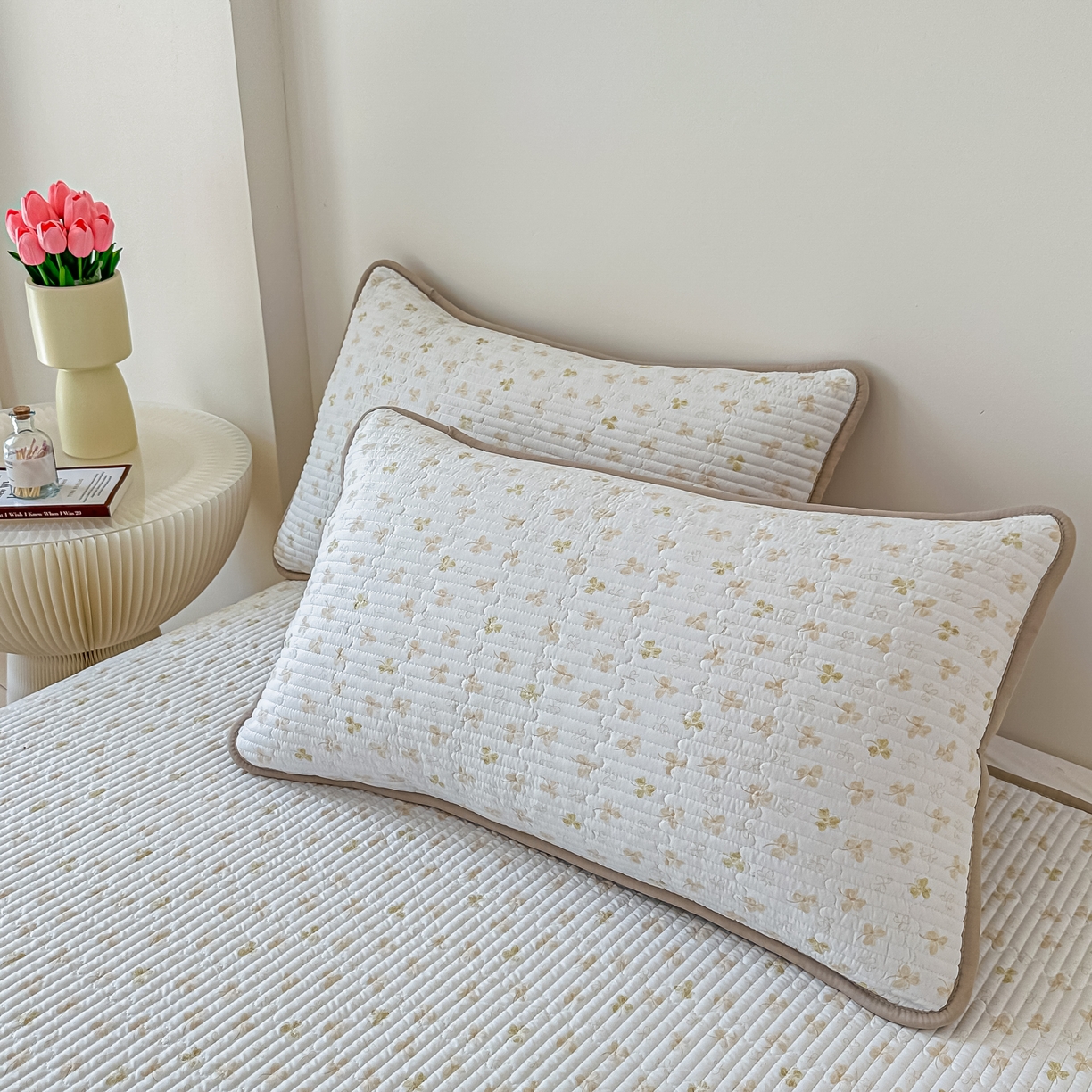 橘夏家纺 2025爆款棉感珍珠绸印花枕套单品枕套枕套单件 花非花-奶咖