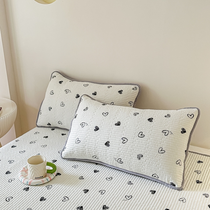 91家纺网 家纺一手货源 找家纺 （总）橘夏家纺 2025热卖款韩国ins风小清新针织棉双层纱印花枕套单品枕套