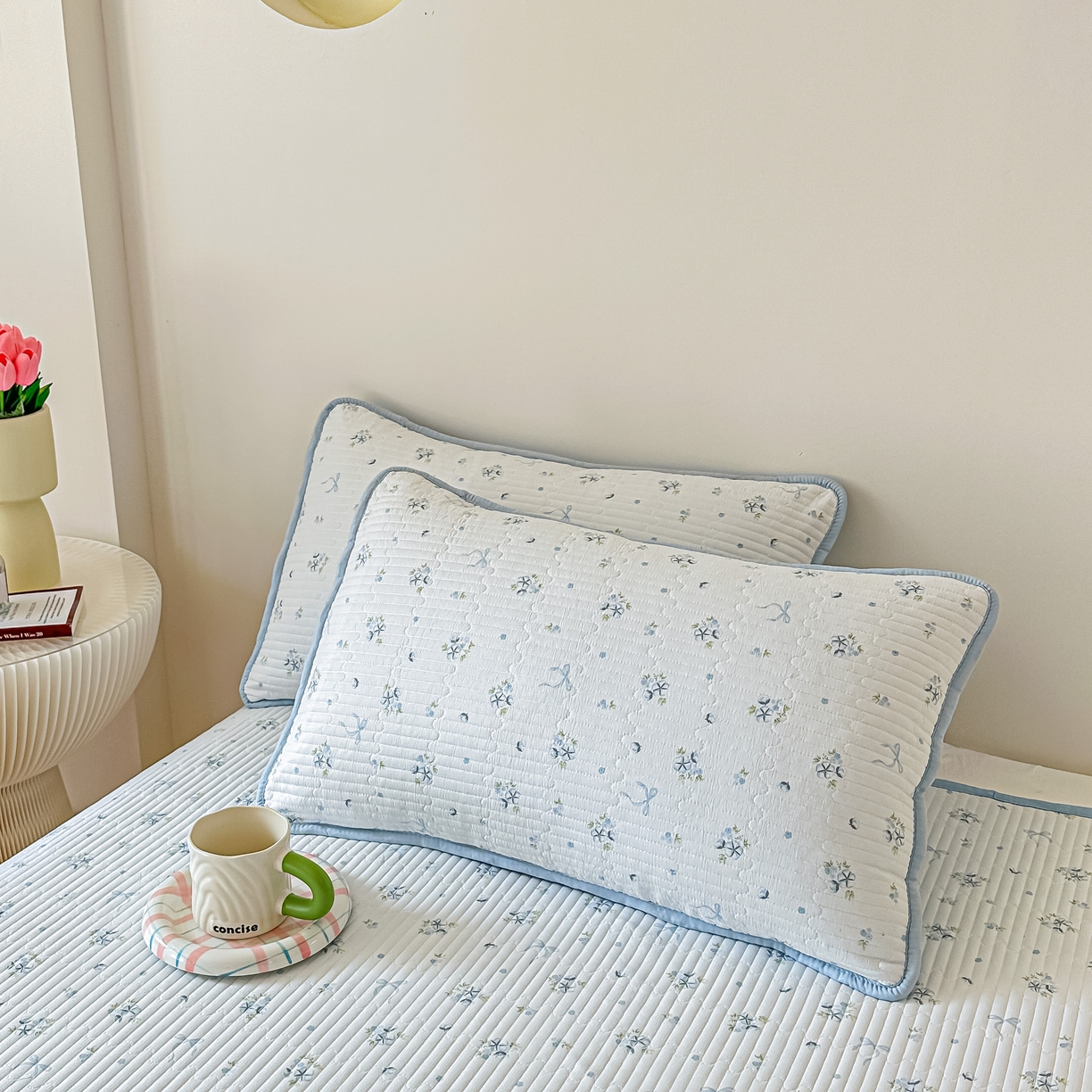 橘夏家纺 2025爆款棉感珍珠绸印花枕套单品枕套枕套单件 木棉蝶花--晴空蓝