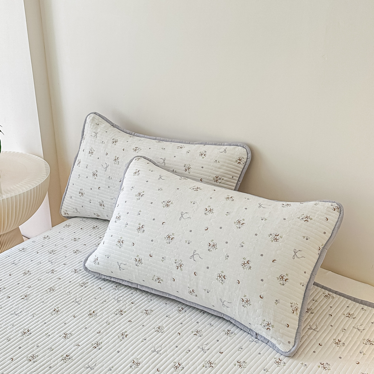 橘夏家纺 2025爆款棉感珍珠绸印花枕套单品枕套枕套单件 木棉蝶花--雅韵灰