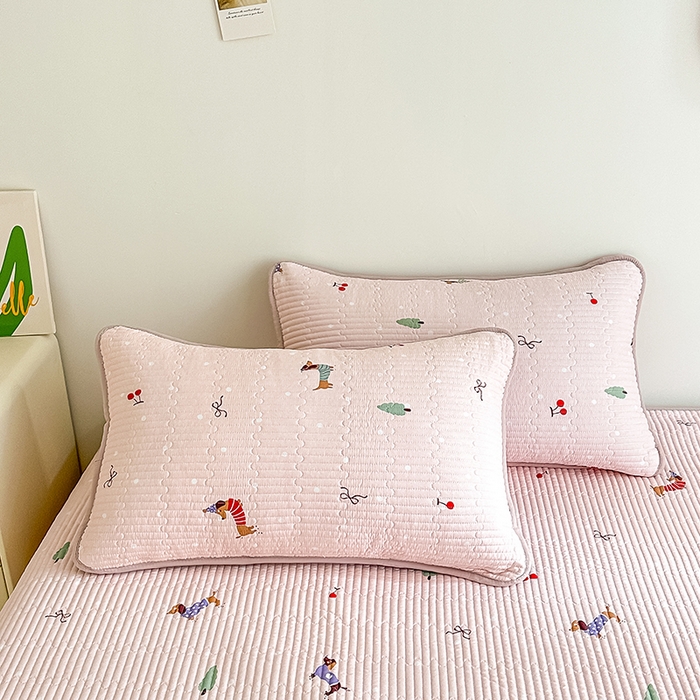 橘夏家纺 2025新款双层纱小云棉多功能枕套-自由空间 魔法腊肠狗--浅粉结界